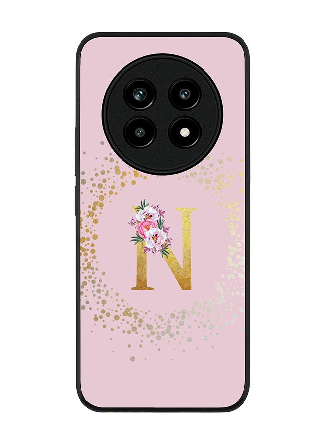 For Realme 13 Pro / 13 Pro+ Case,Slim fit Camera Protection, Shockproof Thin Phone cover  - Custom Monogram Floral - N  (Pink )